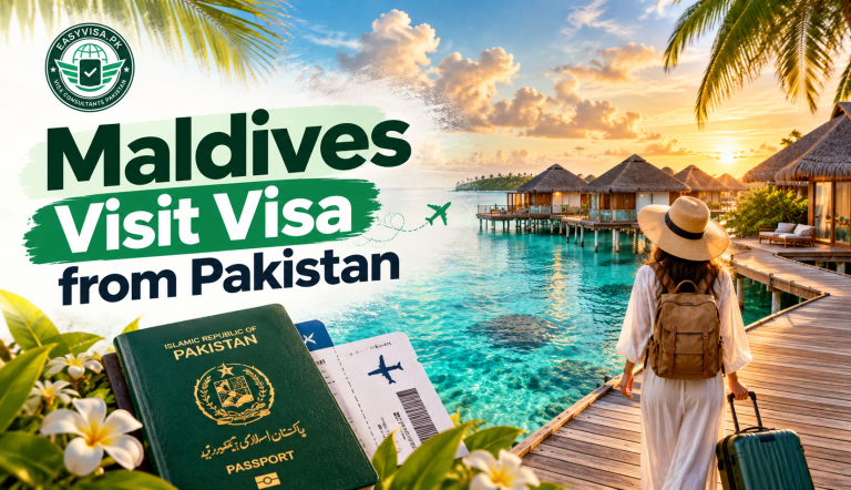 Maldives Visit Visa from Pakistan — overwater villas cinematic Easy Visa featured