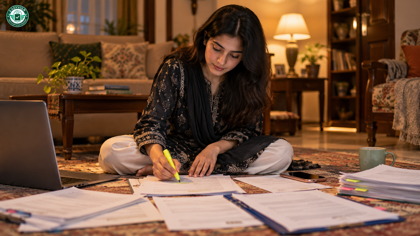 Pakistani student highlighting a Korea visa checklist to avoid common mistakes